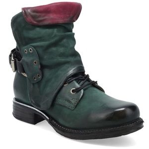 AS98 Simon Green Balsamic Lace-up Moto Boots